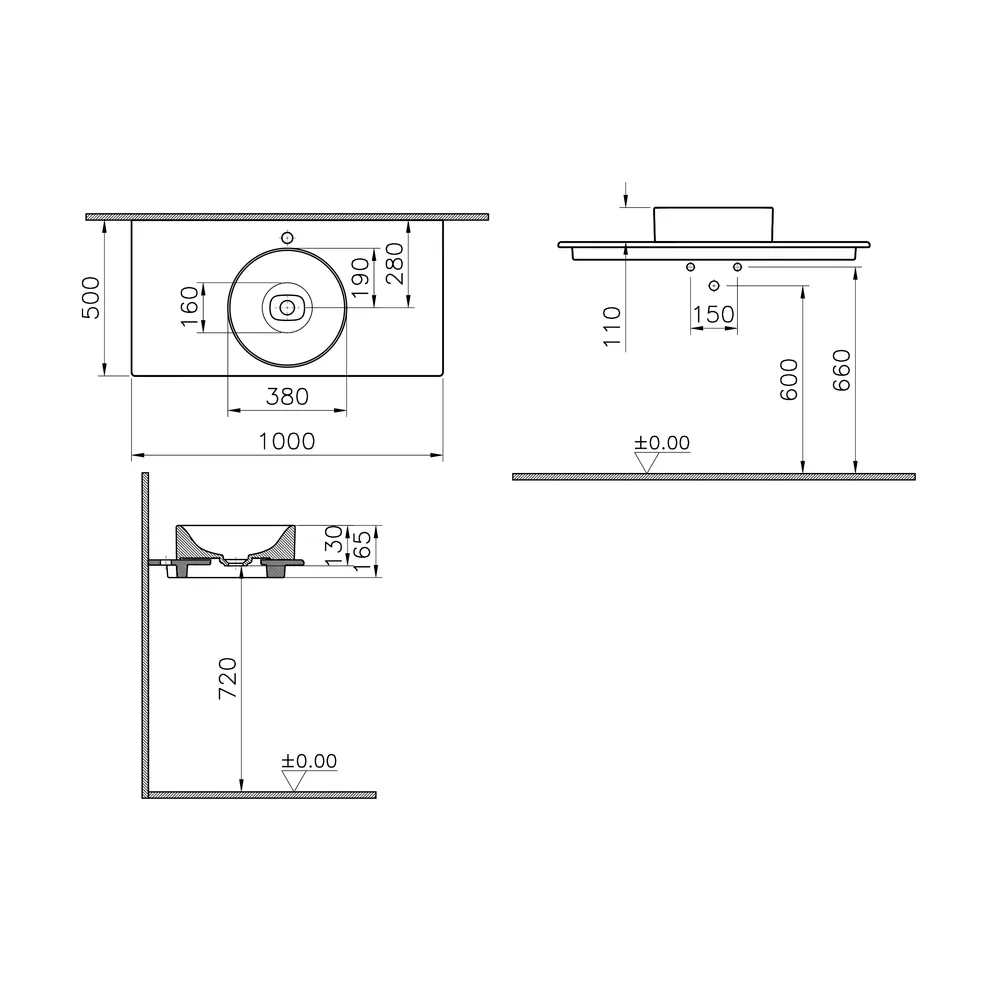 Vitra Metropole 100x50 Cm Beyaz Tezgah - 7544B003-1826 2