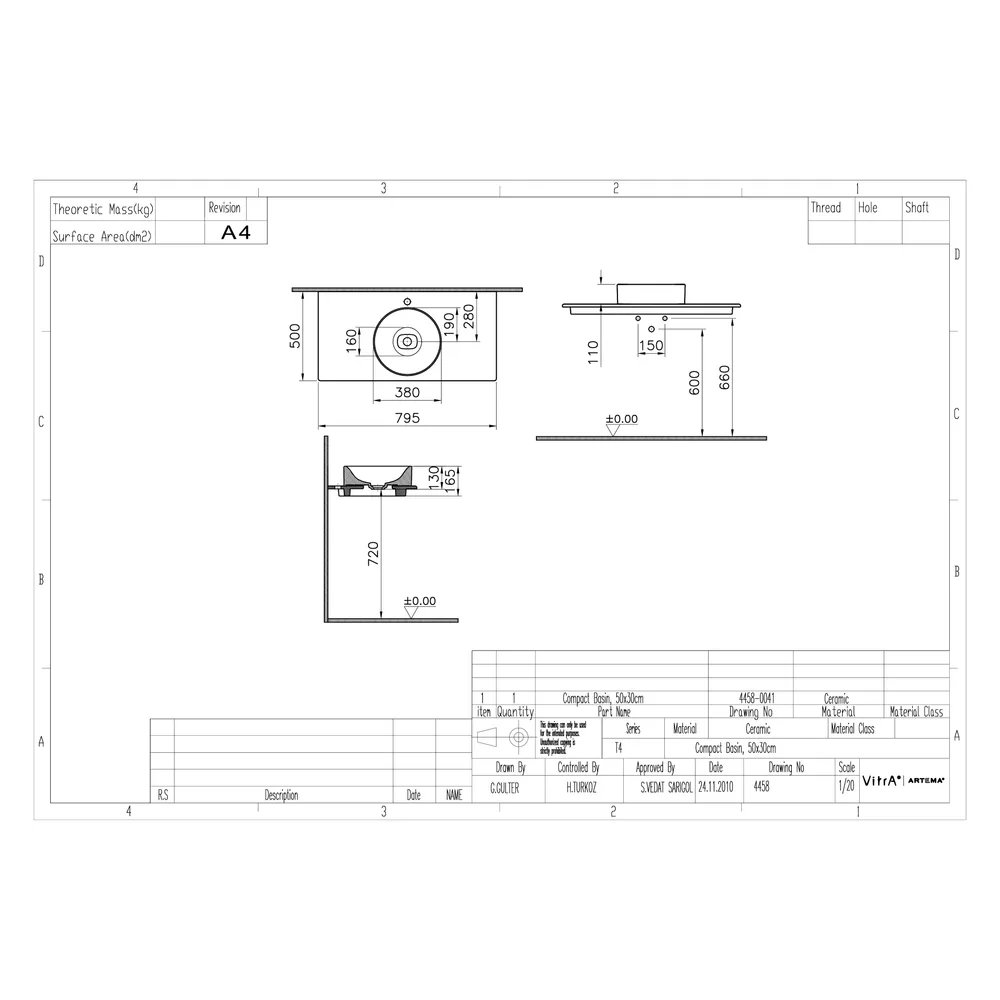 Vitra Metropole 80x50 Cm Mat Beyaz Tezgah - 7546B001-1826 3