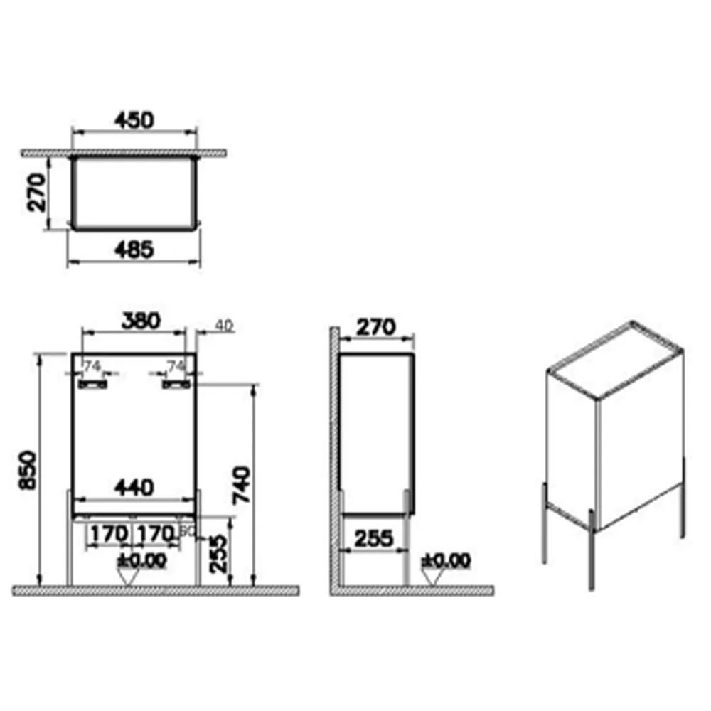 Vitra Equal 45 Cm Siyah Yan Modül Dolap 2