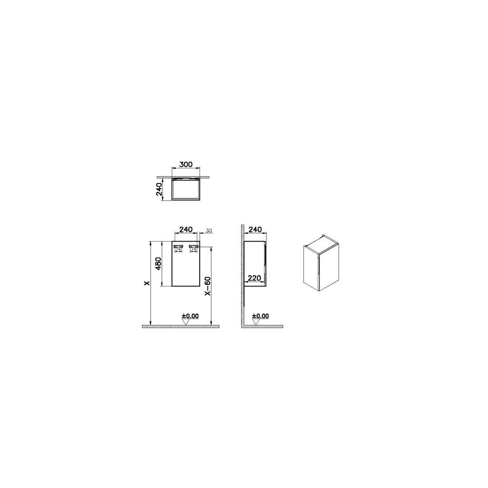 Vitra Origin 30 Cm Siyah Yan Modül Dolap 2