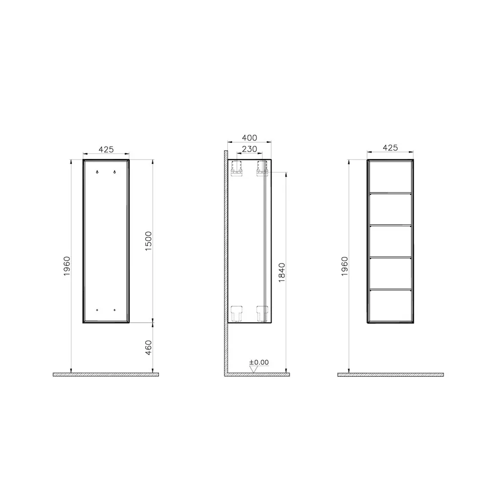 Vitra Frame 40 Cm Mat Siyah Boy Dolabı 2