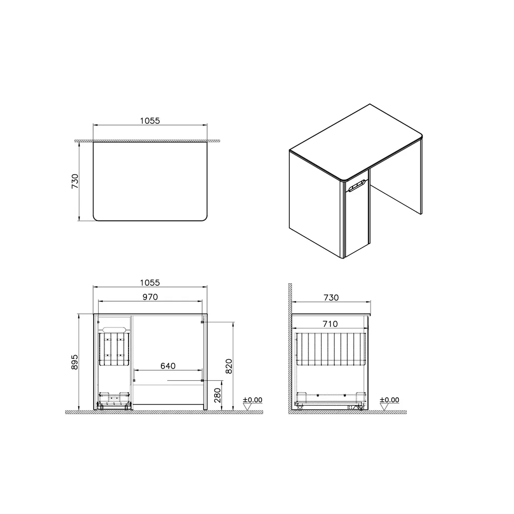 Vitra Sento 105 Cm Sepetli Mat Antrasit Çamaşır Makinesi Dolabı 2