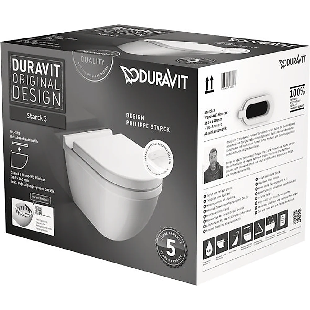 Duravit Starck 3 54 Cm Beyaz Parlak Asma Klozet Set Kutusu - 45273900A1
