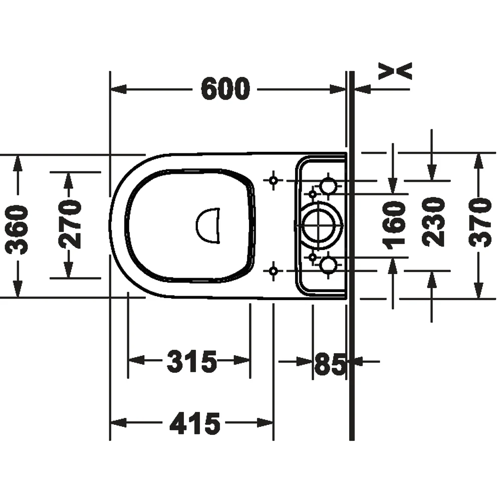 Duravit D-Code Rimless 37x60 Cm Beyaz Parlak Rezervuarsız Klozet - 20600900002 3
