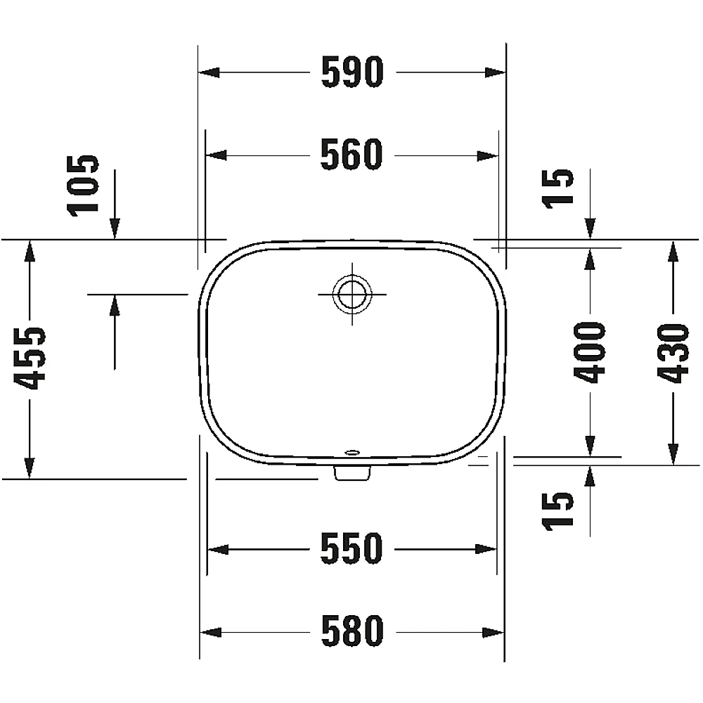 Duravit D-Code 56 Cm Beyaz Parlak Tezgah Altı Lavabo - 0338560000 2