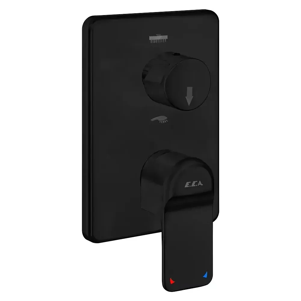 Eca Dream Oval Kollu Mat Siyah 2 Yollu Ankastre Banyo/Duş Bataryası Sıva Üstü Grubu - 102167224C1-KDE