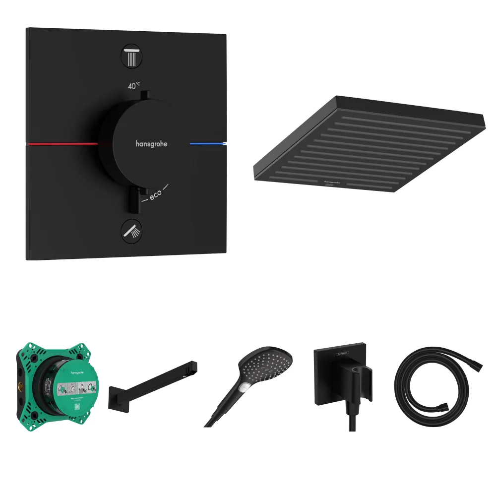 Hansgrohe ShowerSelect Comfort E Mat Siyah 2 Çıkış Ankastre Duş Seti - Pulsify E 260