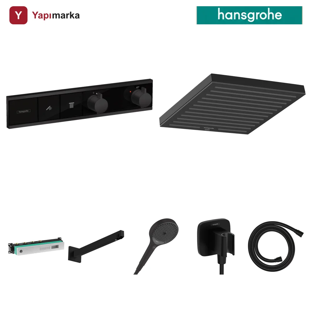 Hansgrohe RainSelect Mat Siyah 2 Çıkış Ankastre Duş Seti - Pulsify E 260