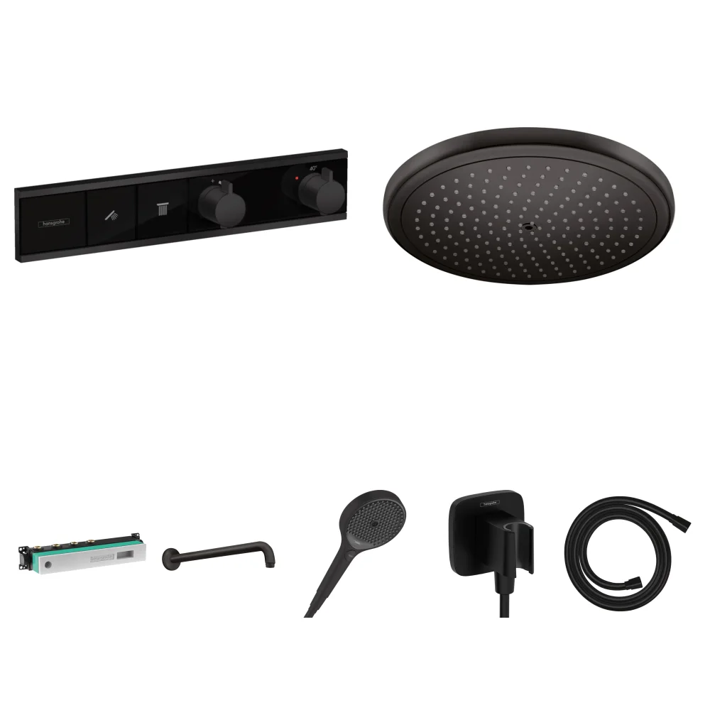 Hansgrohe RainSelect Mat Siyah 2 Çıkış Ankastre Duş Seti - Croma 280
