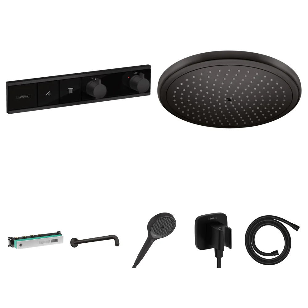 Hansgrohe RainSelect Mat Siyah 2 Çıkış Ankastre Duş Seti - Croma 280