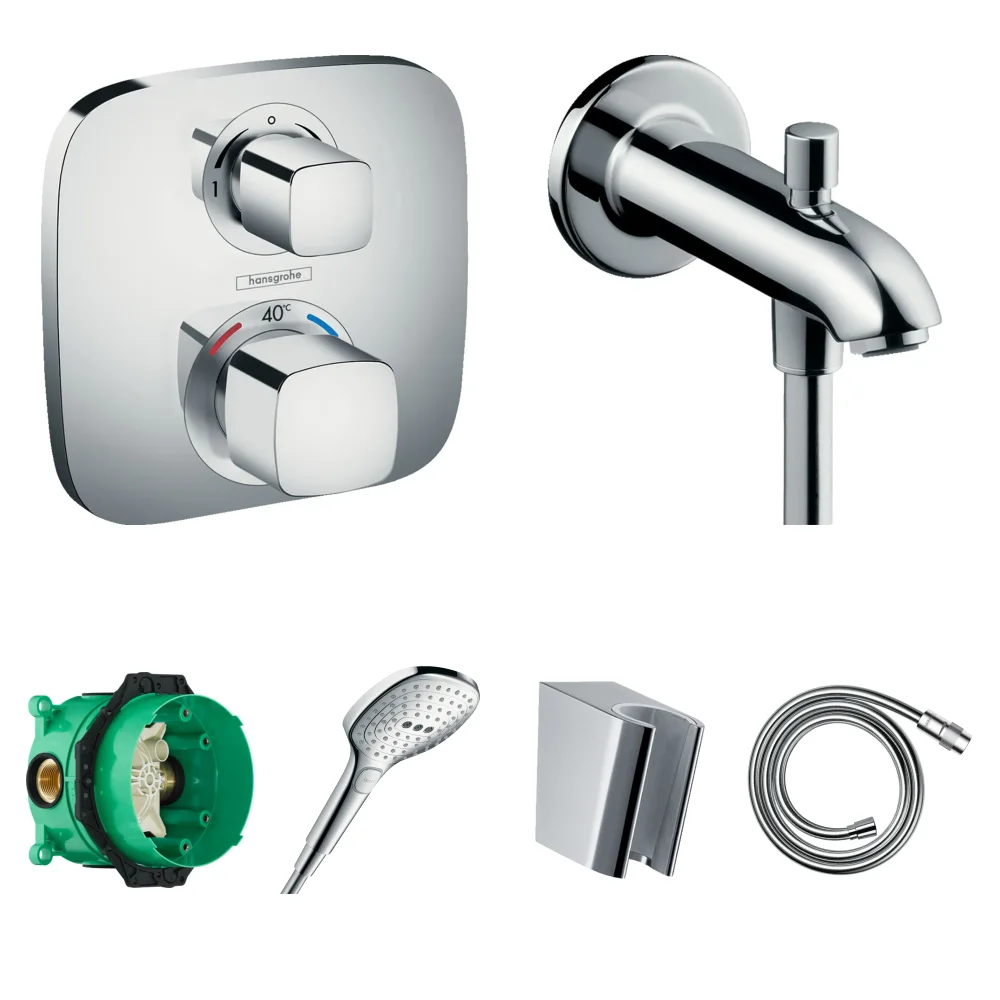 Hansgrohe Ecostat E Ankastre Küvet Seti - Yönlendiricili Çıkış Ucu 15 cm