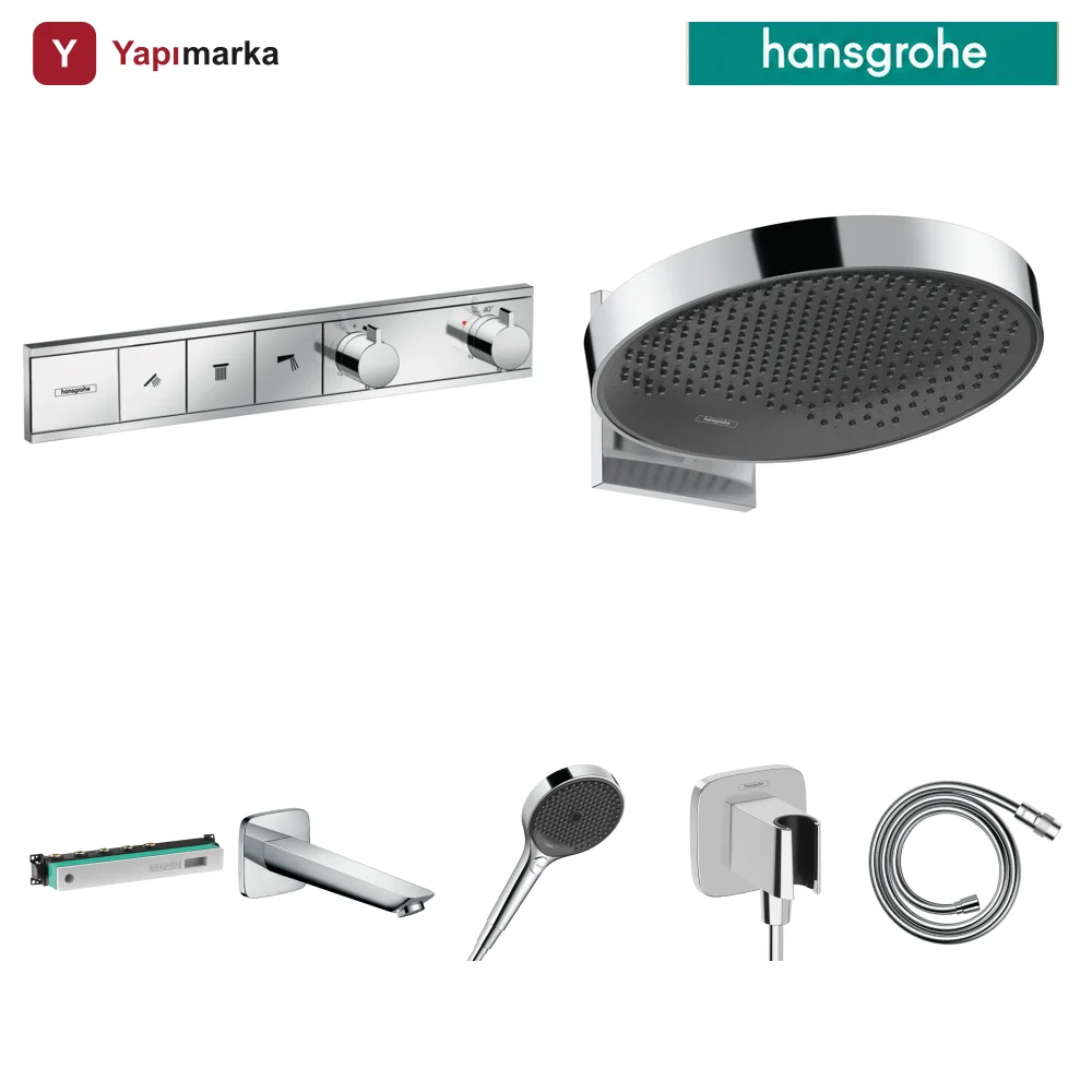 Hansgrohe RainSelect 3 Çıkış Ankastre Duş Seti - Rainfinity 360 + Logis Küvet Gagası
