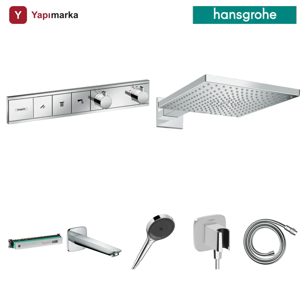 Hansgrohe RainSelect 3 Çıkış Ankastre Duş Seti - Raindance E 300 + Logis Küvet Gagası