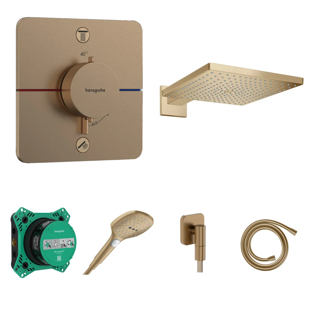 Hansgrohe ShowerSelect Comfort Q Mat Bronz 2 Çıkış Ankastre Duş Seti - Raindance E 300