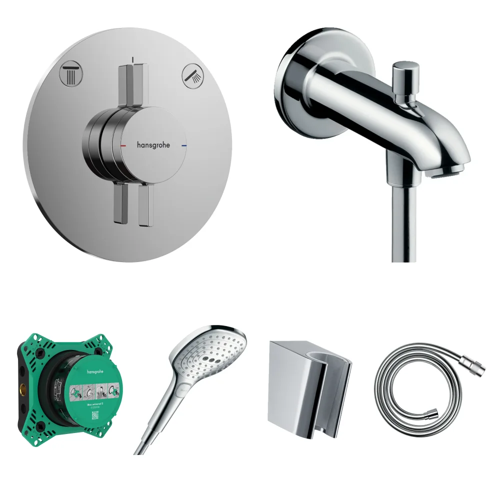 Hansgrohe DuoTurn S Ankastre Küvet Seti - Yönlendiricili Çıkış Ucu 15 cm