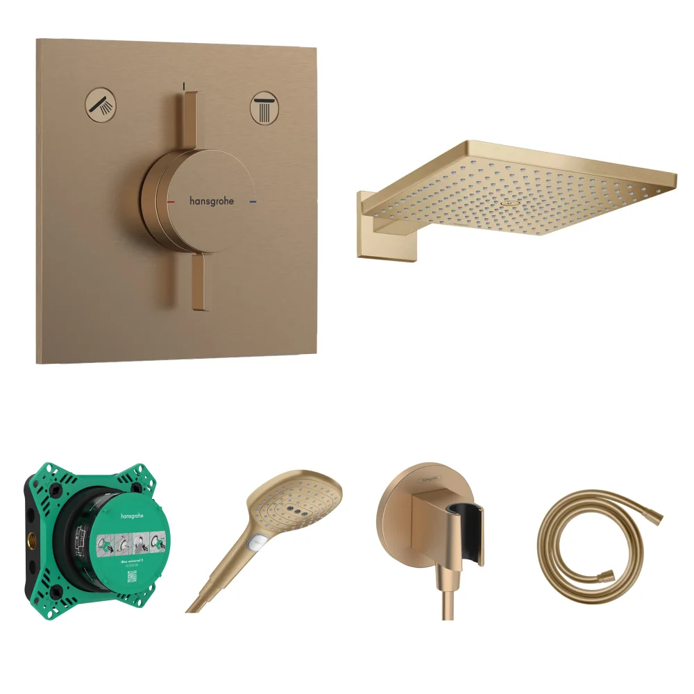 Hansgrohe DuoTurn E Mat Bronz 2 Çıkış Ankastre Duş Seti - Raindance E 300