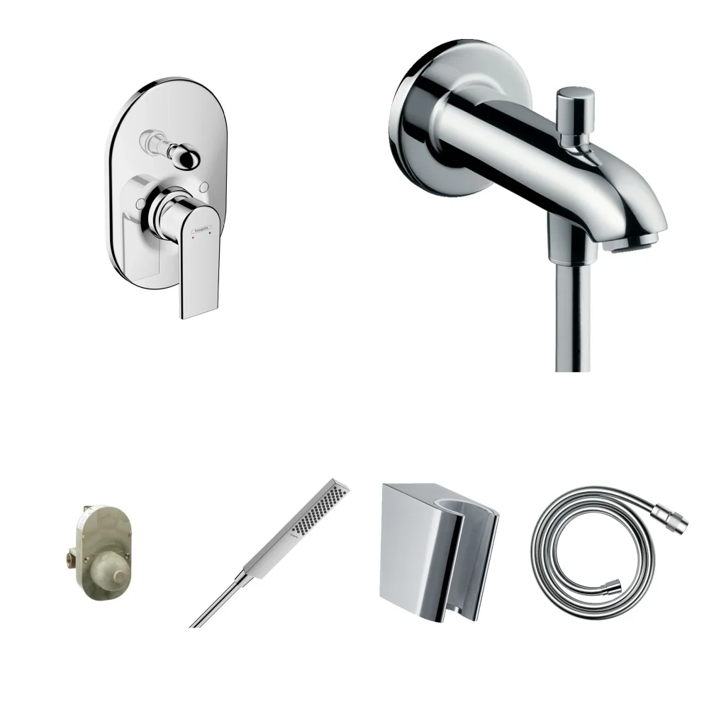 Hansgrohe Vernis Shape Ankastre Küvet Seti - Yönlendiricili Çıkış Ucu 15 cm