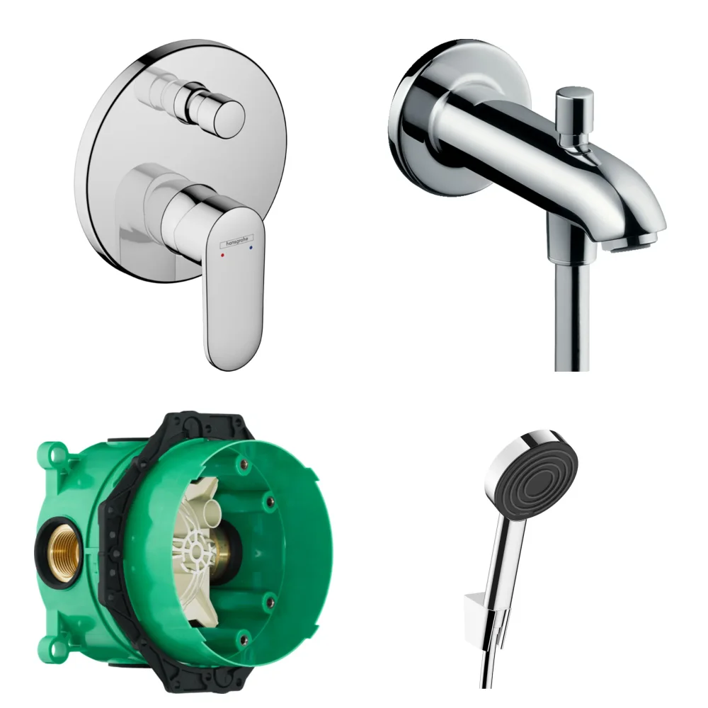 Hansgrohe Vernis Blend Ankastre Küvet Seti - Yönlendiricili Çıkış Ucu 15 cm
