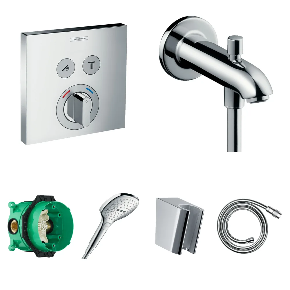 Hansgrohe ShowerSelect Ankastre Küvet Seti - Yönlendiricili Çıkış Ucu 15 cm