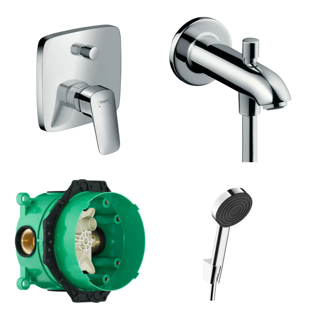 Hansgrohe Logis Ankastre Küvet Seti - Yönlendiricili Çıkış Ucu 15 cm