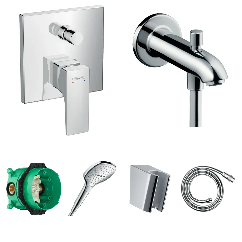 Hansgrohe Metropol Ankastre Küvet Seti - Yönlendiricili Çıkış Ucu 15 cm