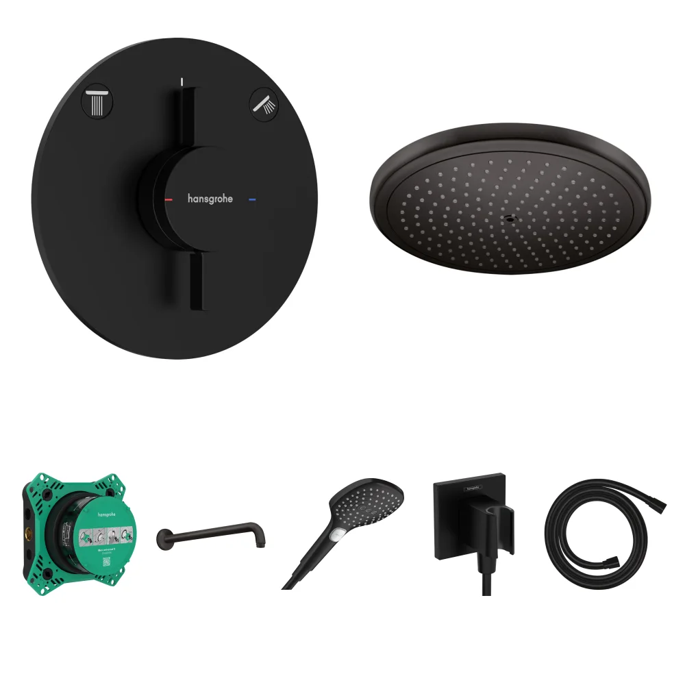 Hansgrohe DuoTurn S Mat Siyah 2 Çıkış Ankastre Duş Seti - Croma 280