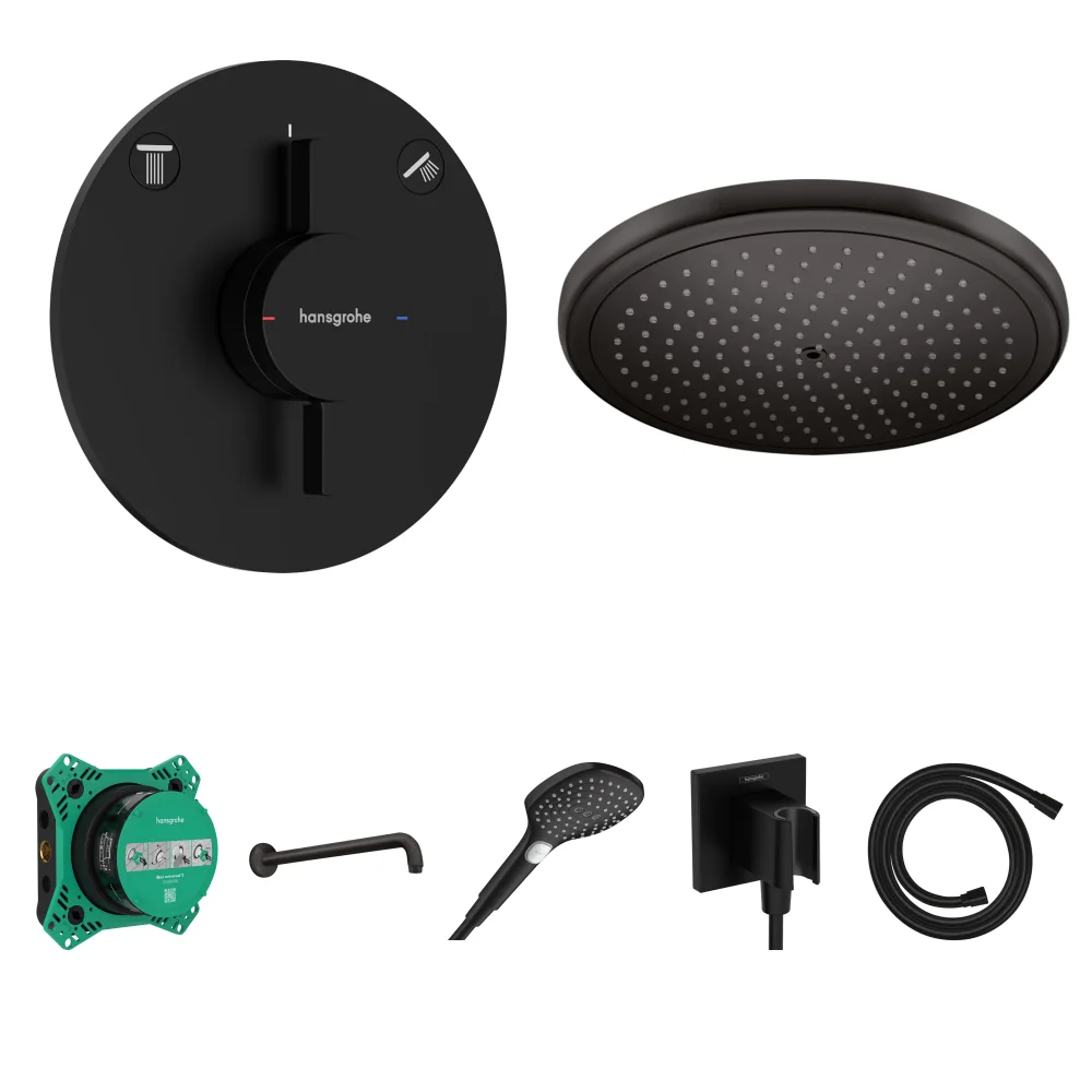 Hansgrohe DuoTurn S Mat Siyah 2 Çıkış Ankastre Duş Seti - Croma 280
