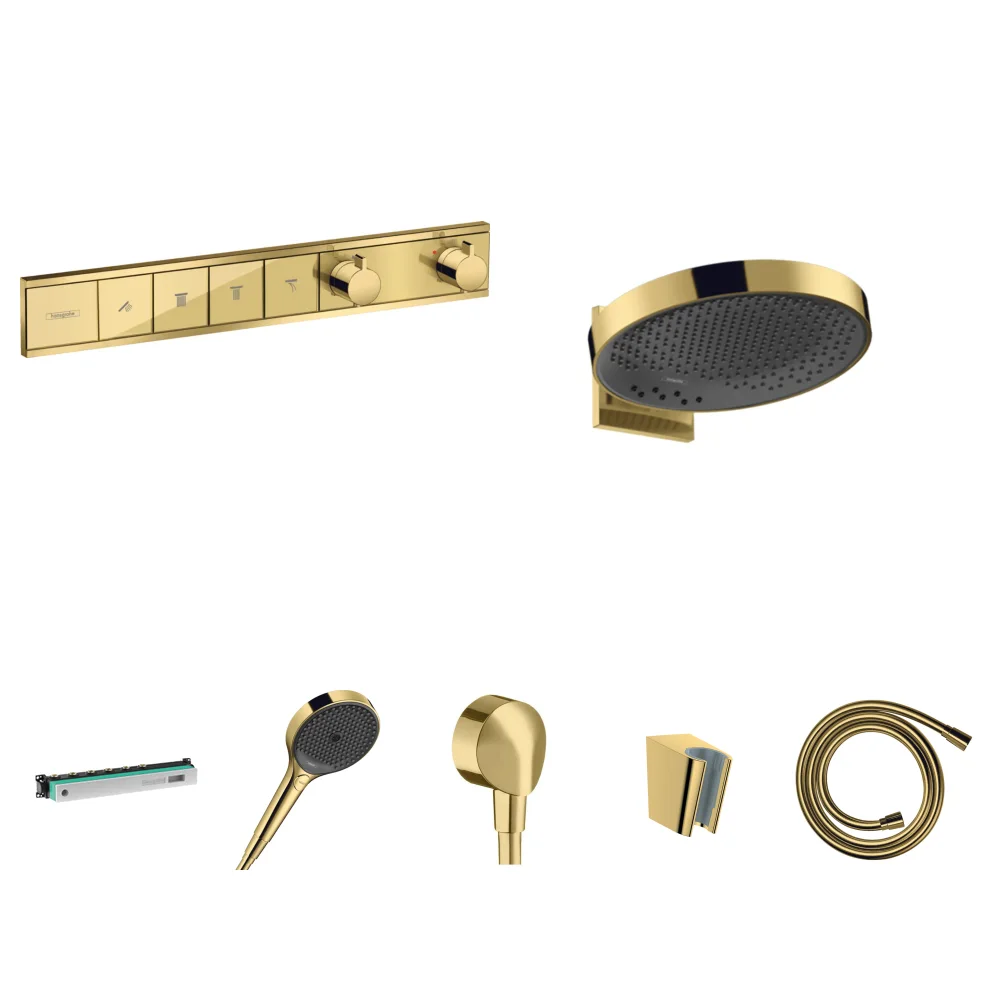 Hansgrohe RainSelect Cilalı Altın 4 Çıkış Ankastre Duş Seti - Rainfinity 360 3jet