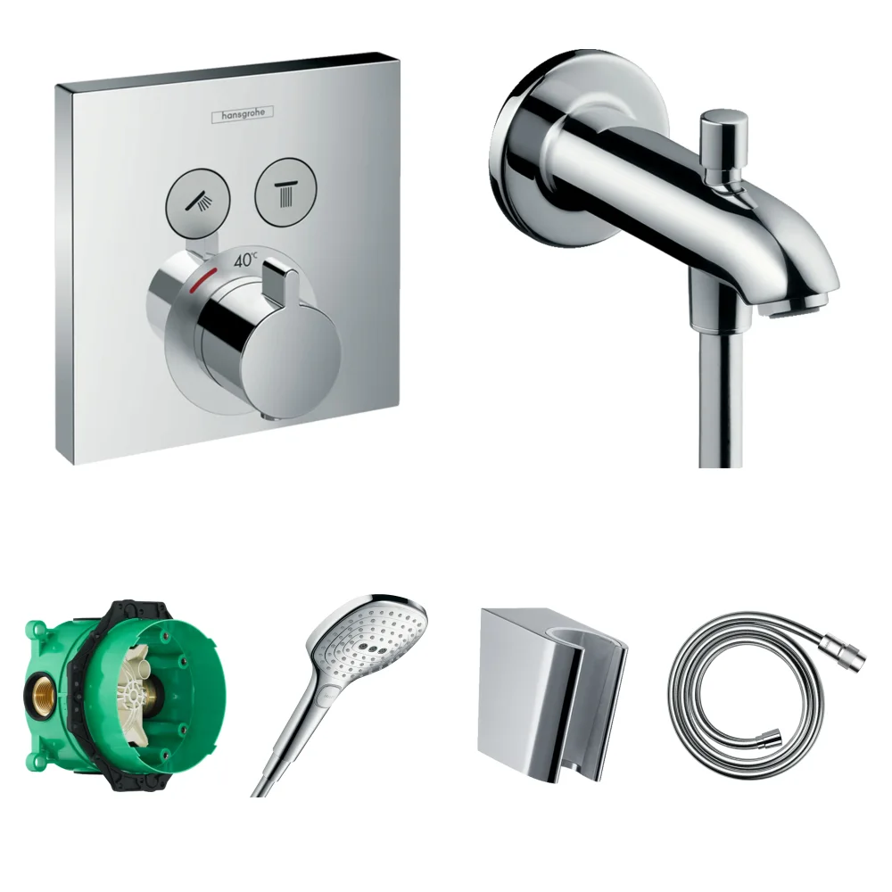 Hansgrohe ShowerSelect Ankastre Küvet Seti - Yönlendiricili Çıkış Ucu 15 cm
