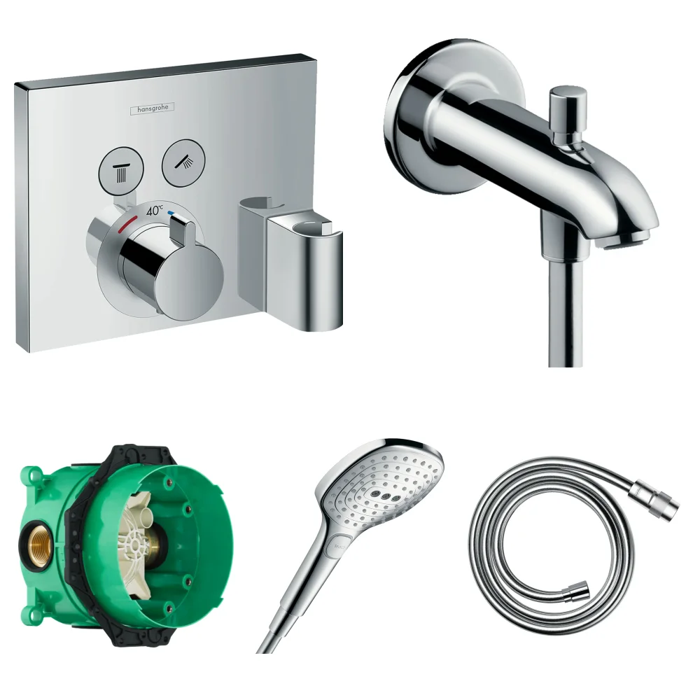 Hansgrohe ShowerSelect Ankastre Küvet Seti - Yönlendiricili Çıkış Ucu 15 cm