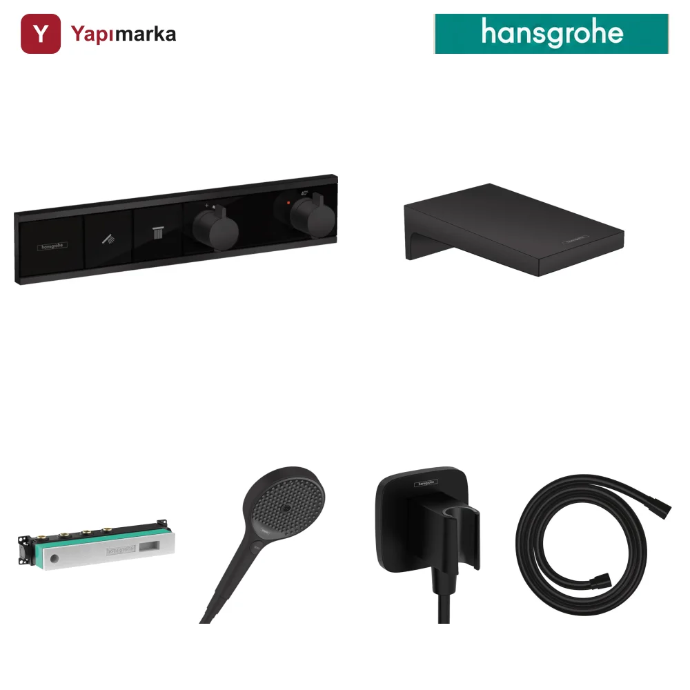 Hansgrohe RainSelect Mat Siyah Ankastre Küvet Seti - Metropol Küvet Gagası