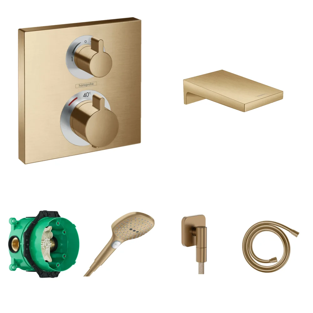 Hansgrohe Ecostat Square Mat Bronz Ankastre Küvet Seti - Metropol Küvet Gagası