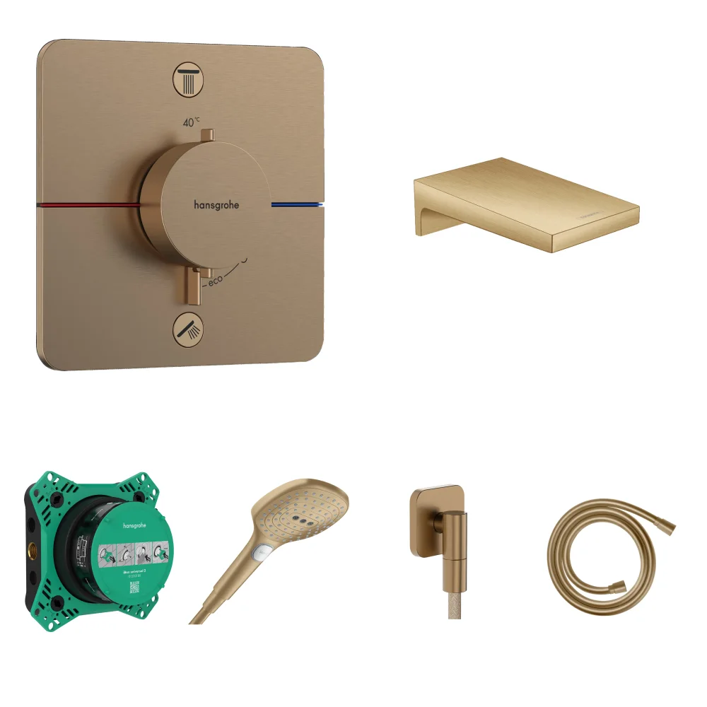 Hansgrohe ShowerSelect Comfort Q Mat Bronz Ankastre Küvet Seti - Metropol Küvet Gagası