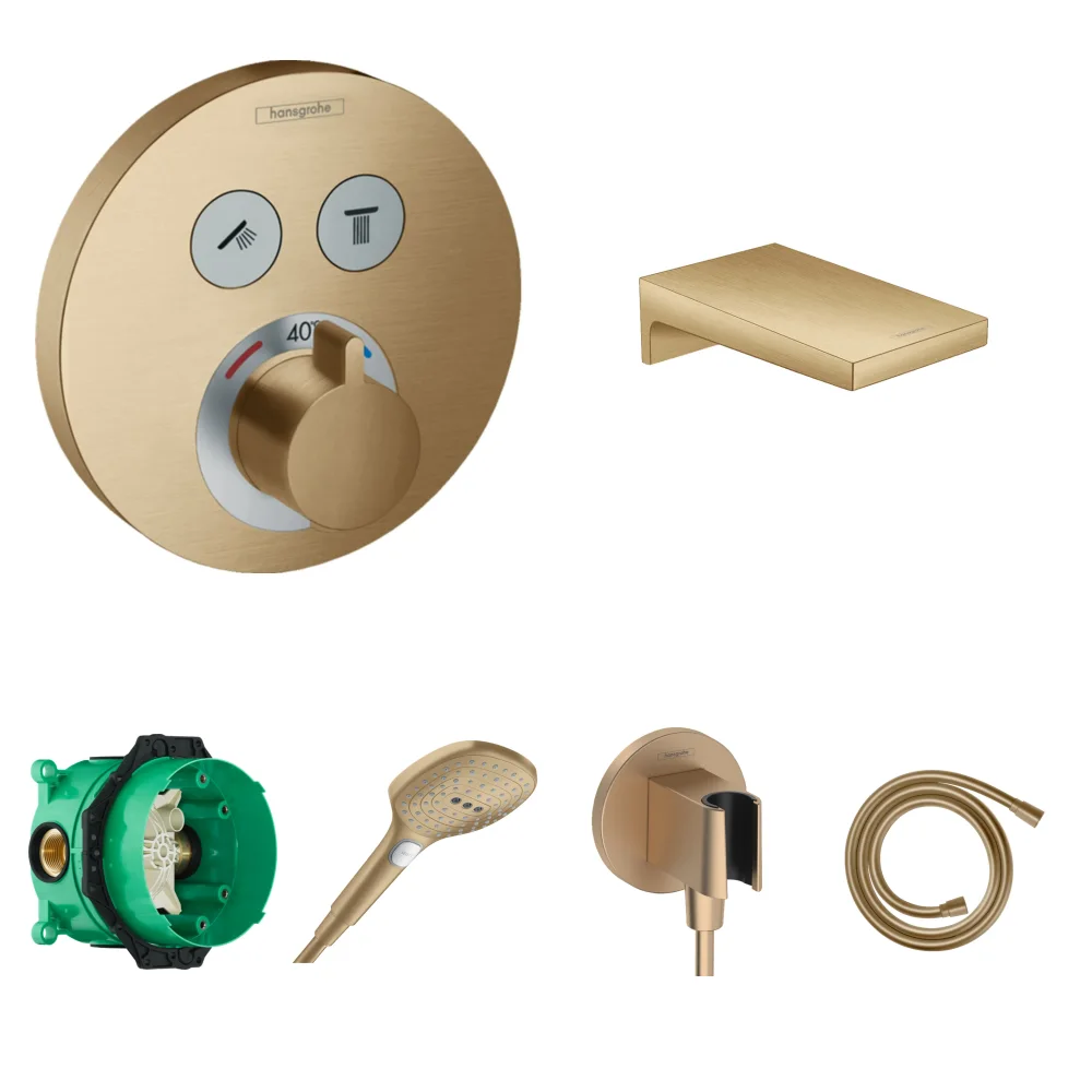 Hansgrohe ShowerSelect S Mat Bronz Ankastre Küvet Seti - Metropol Küvet Gagası
