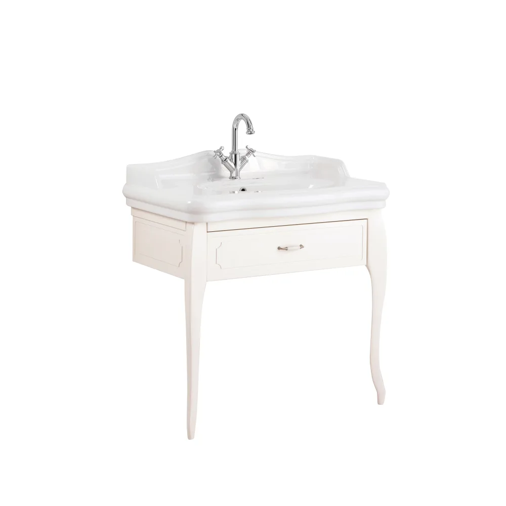 Kale Victorian 90 Cm Parlak Krem Lavabolu Dolap