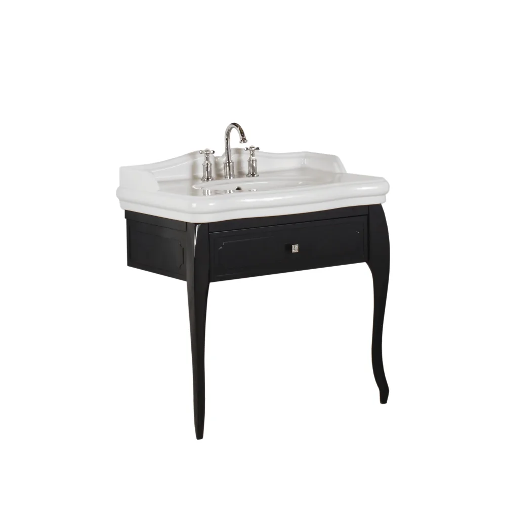 Kale Victorian 90 Cm Antrasit 3 Delikli Lavabolu Banyo Dolabı