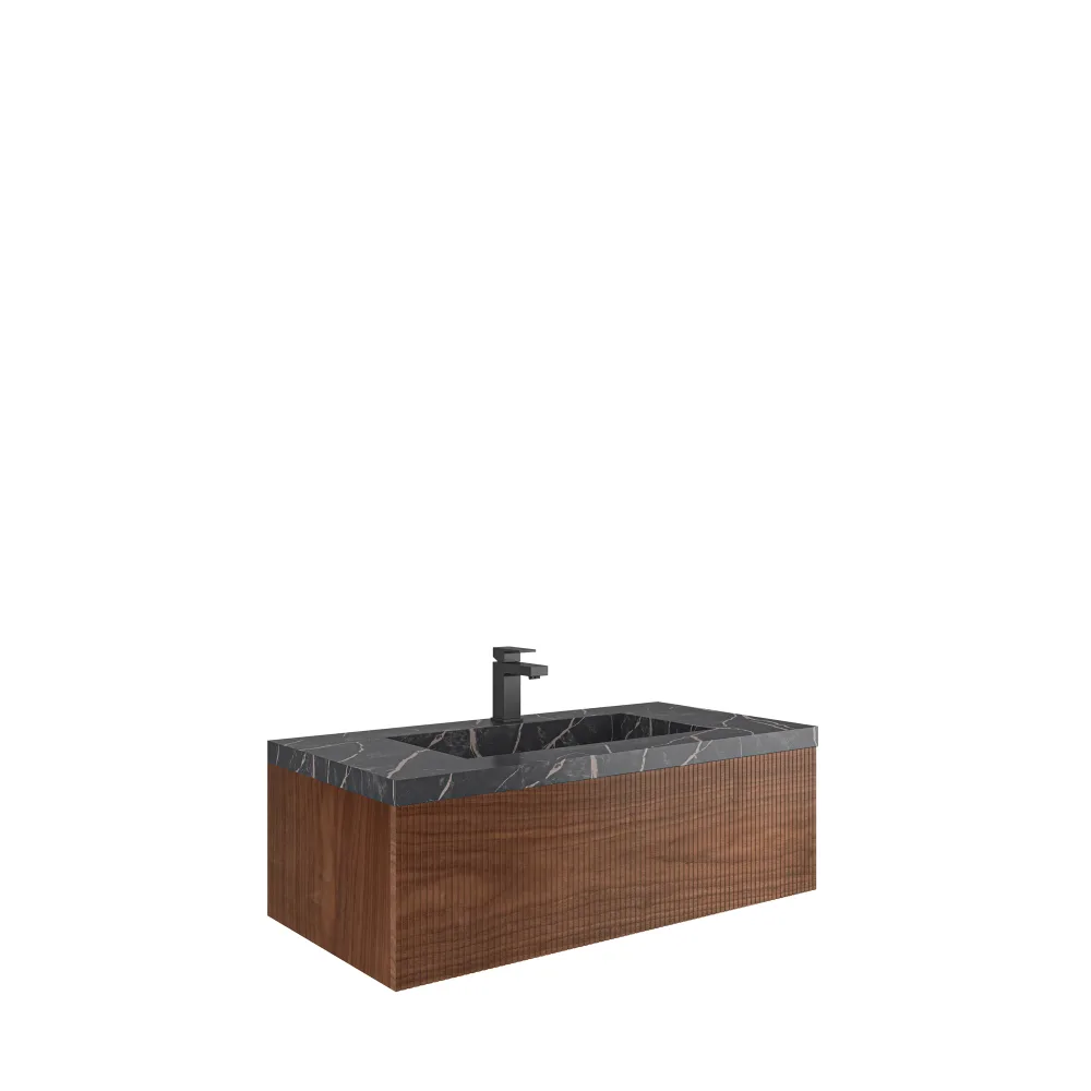 Kale Zenith 100 Cm Ceviz Delikli Lavabolu Banyo Dolabı