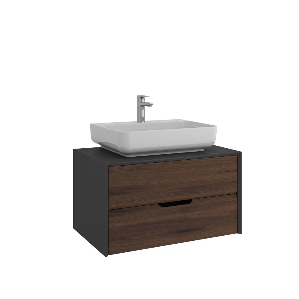 Kale Zero 2.0 80 Cm Antrasit Dikdörtgen Lavabolu Banyo Dolabı