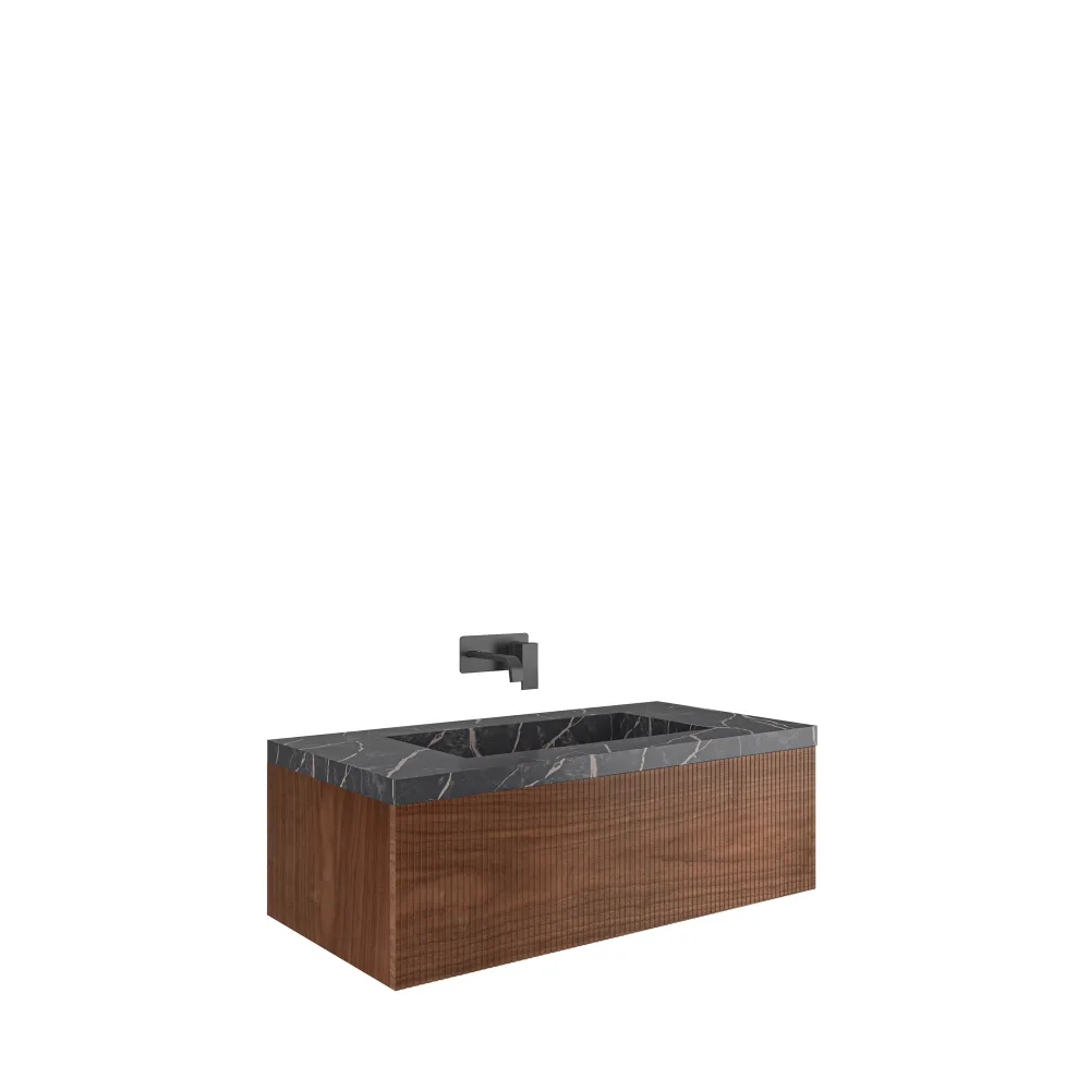 Kale Zenith 100 Cm Ceviz Kalesinterflex Lavabolu Dolap Alt Modül (Armatür Deliksiz)
