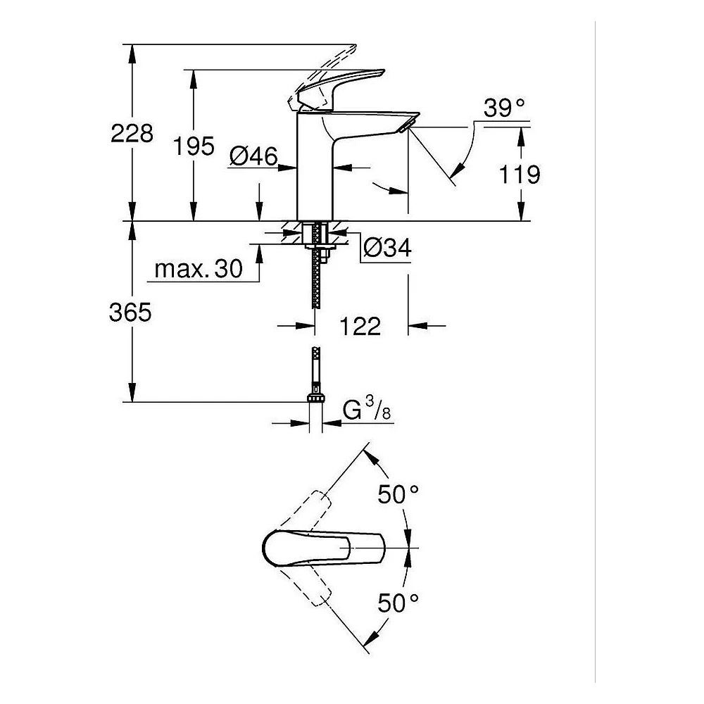 Grohe Eurosmart 2021 Krom Orta Yükseklik M Lavabo Bataryası 2