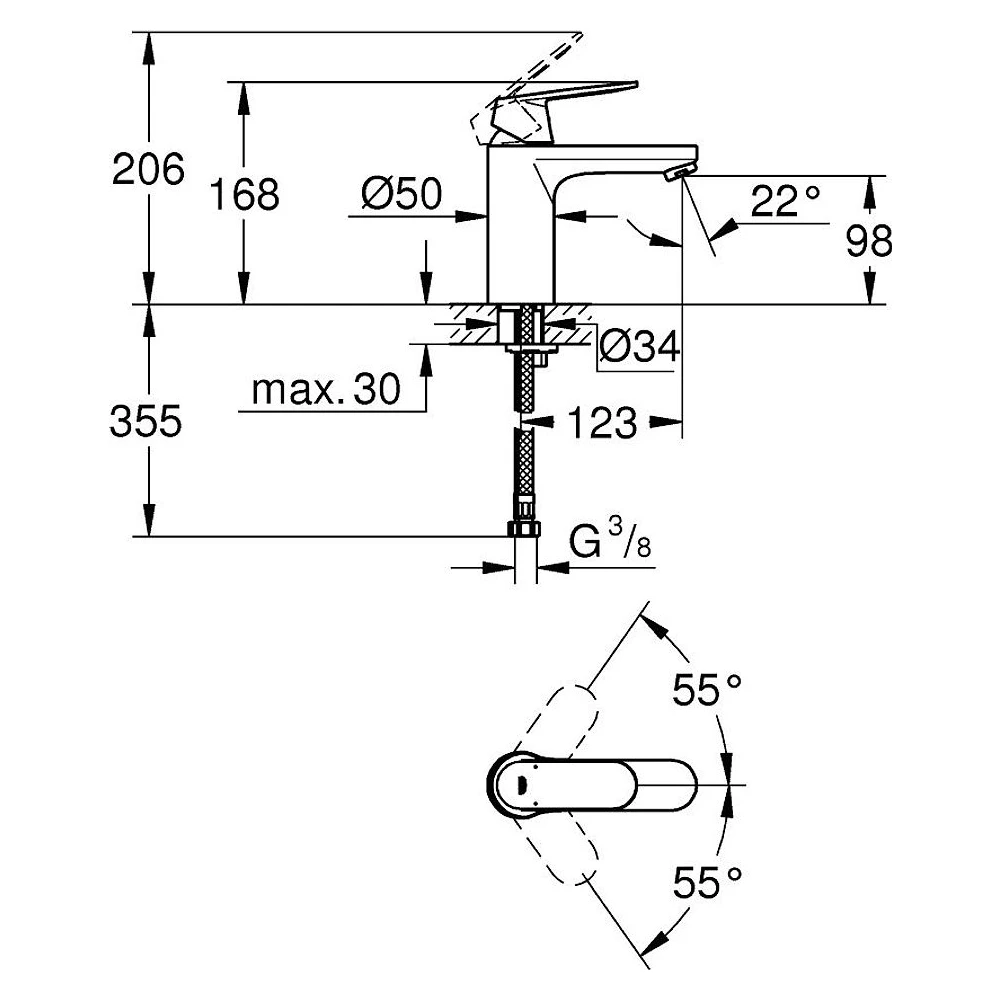 Grohe Eurocosmo Krom Orta Yükseklik M Lavabo Bataryası 2