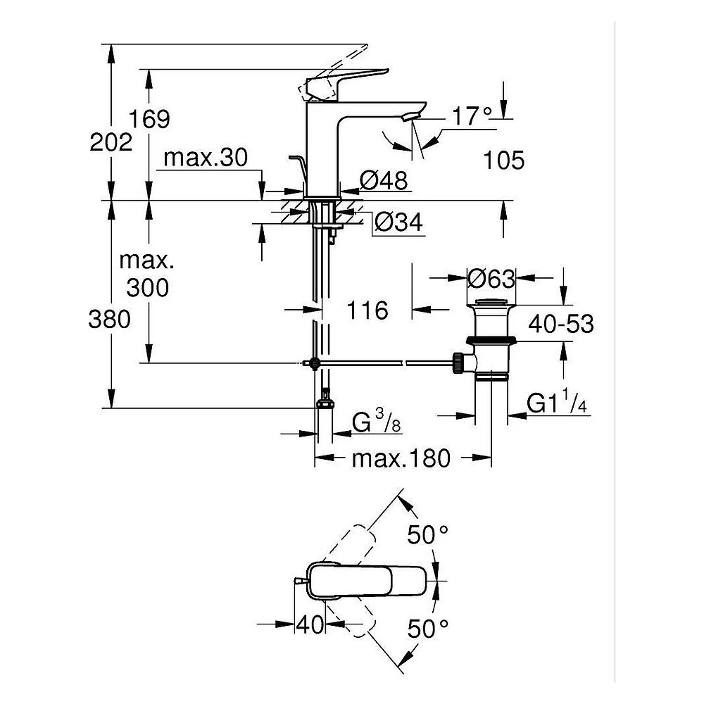 Grohe Cubeo Siyah M Lavabo Bataryası 2