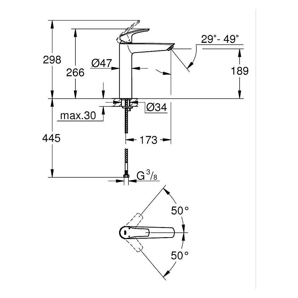 Grohe Eurosmart 2021 Siyah XL Lavabo Bataryası 2