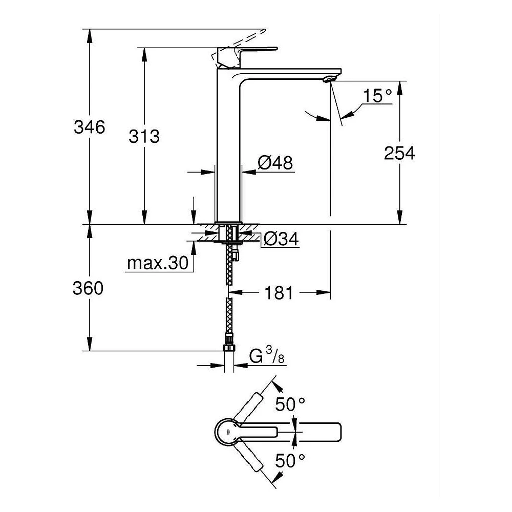 Grohe Lineare New Krom Çanak XL Lavabo Bataryası 2