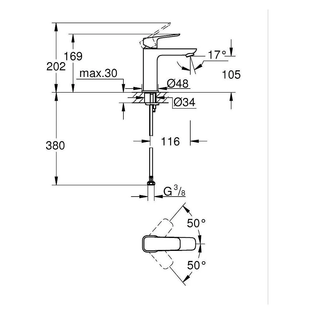 Grohe Cubeo Siyah M Lavabo Bataryası 2