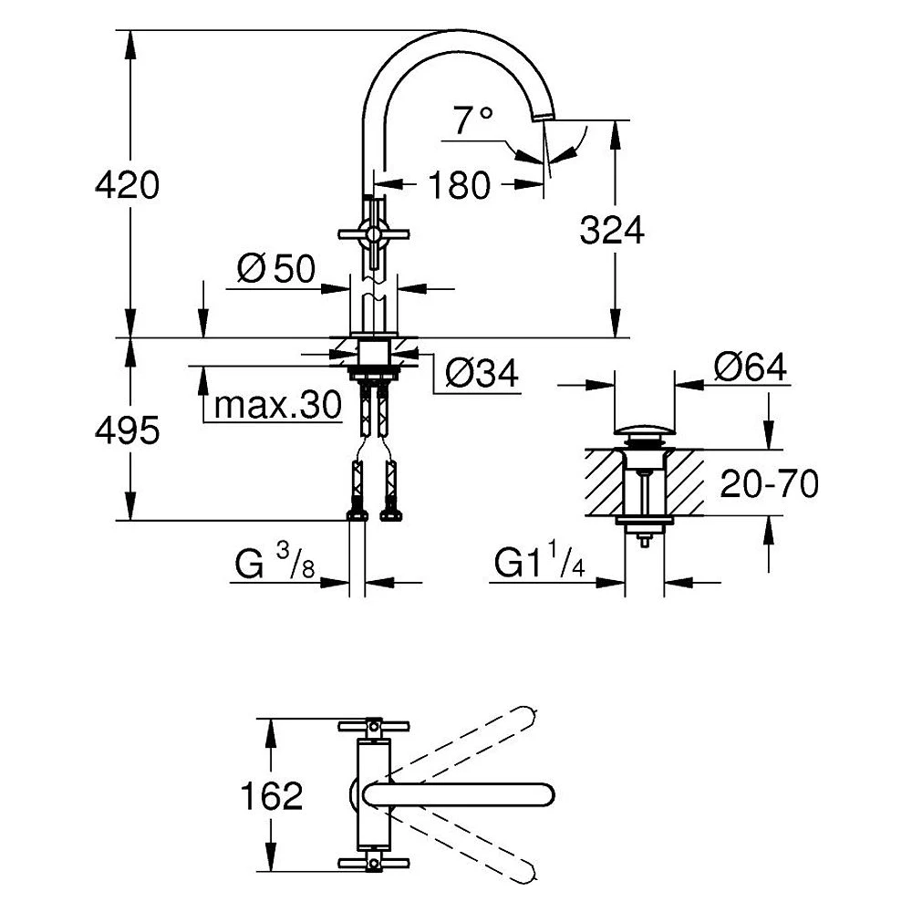 Grohe Atrio New Classic Antrasit Çanak XL Lavabo Bataryası 2