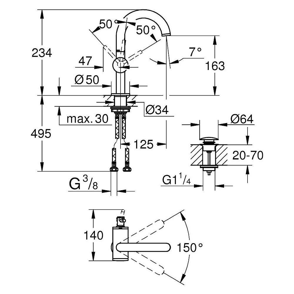 Grohe Atrio New Classic Antrasit M Lavabo Bataryası 2