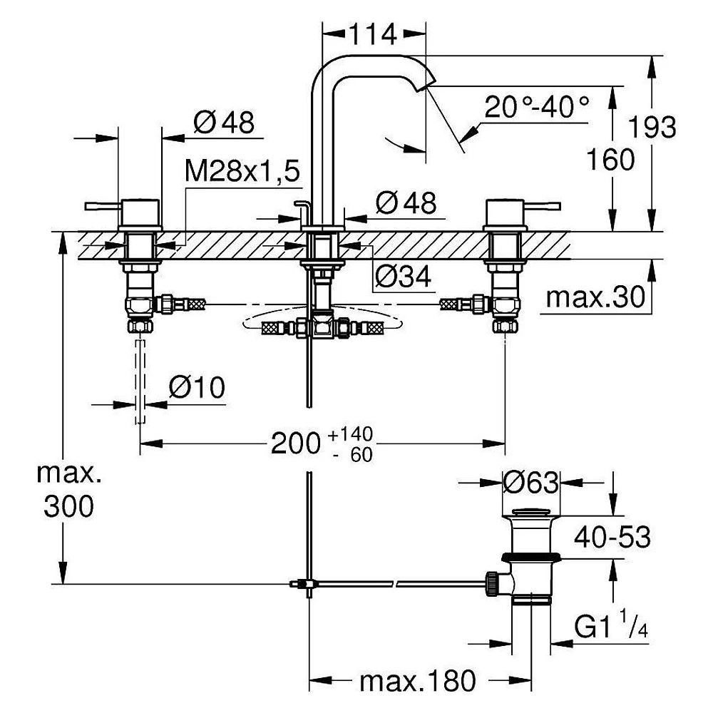 Grohe Essence New Antrasit 3 Delikli M Lavabo Bataryası 2