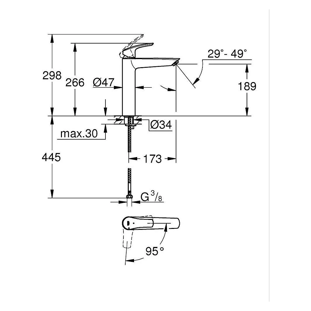 Grohe Eurosmart 2021 Krom Çanak XL Lavabo Bataryası 2