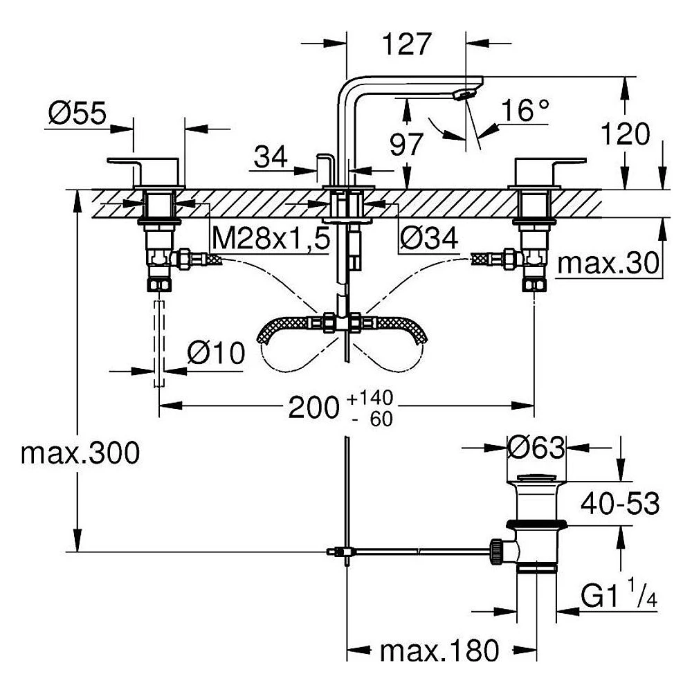 Grohe Lineare New Krom 3 Delikli M Lavabo Bataryası 2